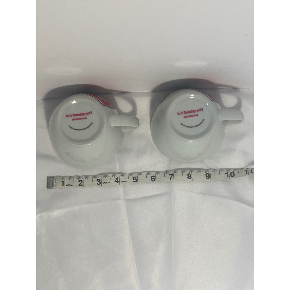 Set of‎ 2 White Mugs Heart Design Is It Tuesday Yet GetThanked - Picture 7 of 7